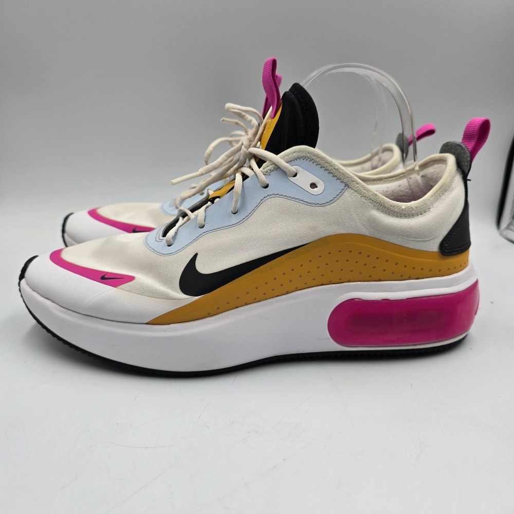 Nike Sneaker Womens 10 Air Max Dia White Pink Yellow CJ0636-100 Lifestyle Sporty